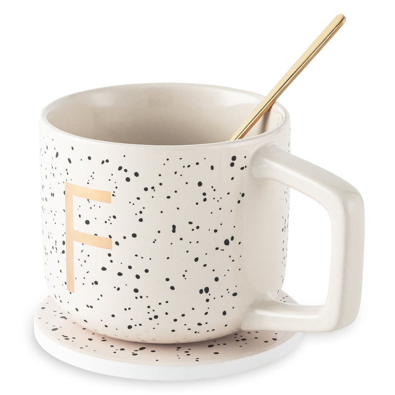 Monogram F Mug, Coaster and Stir Set