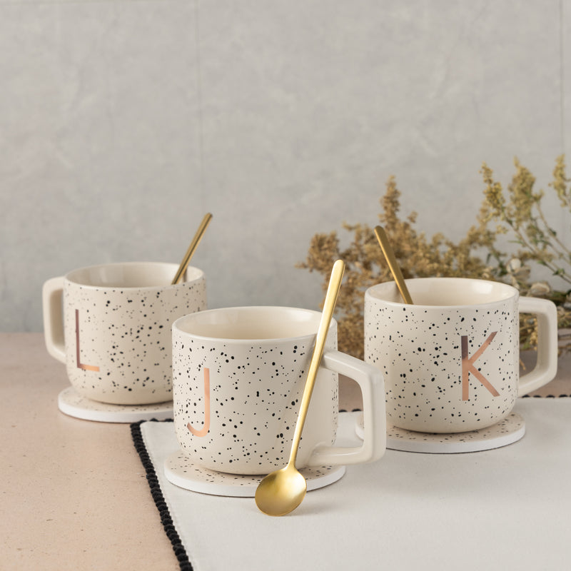 Monogram J Mug, Coaster and Stir Set