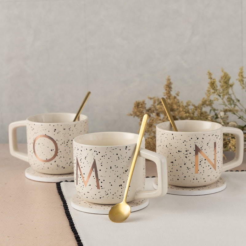 Monogram O Mug, Coaster and Stir Set