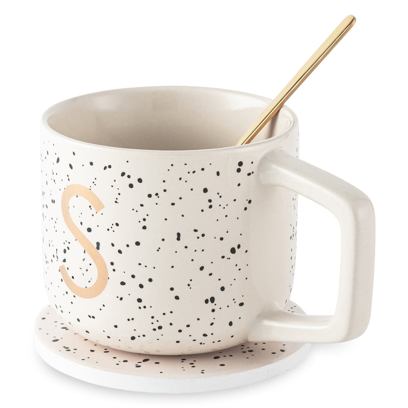 Monogram S Mug, Coaster and Stir Set