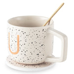 Monogram U Mug, Coaster and Stir Set