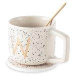 Monogram W Mug, Coaster and Stir Set