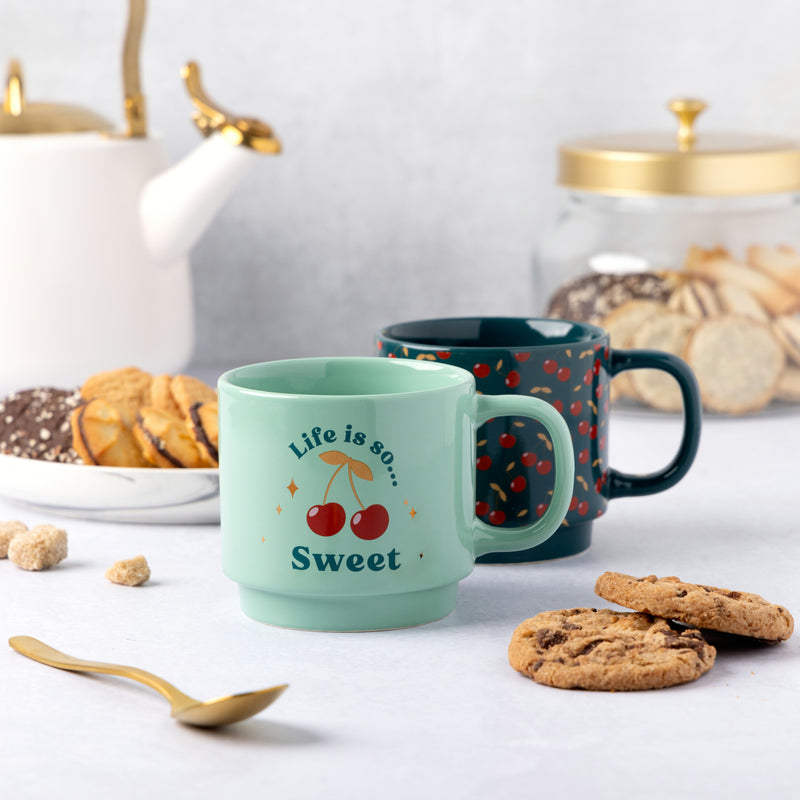 TT 2-Pack Life Is Sweet & Cherry Mugs