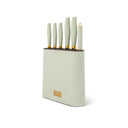 Thyme & Table 7-Piece Slim Block Knife Set with Gold Blades, Mint