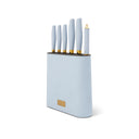 Thyme & Table 7-Piece Slim Block Knife Set with Gold Blades, Light Blue