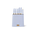 Thyme & Table 7-Piece Slim Block Knife Set with Gold Blades, Light Blue