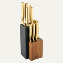 12-Piece Acacia Wood & Gold Knife Block Set