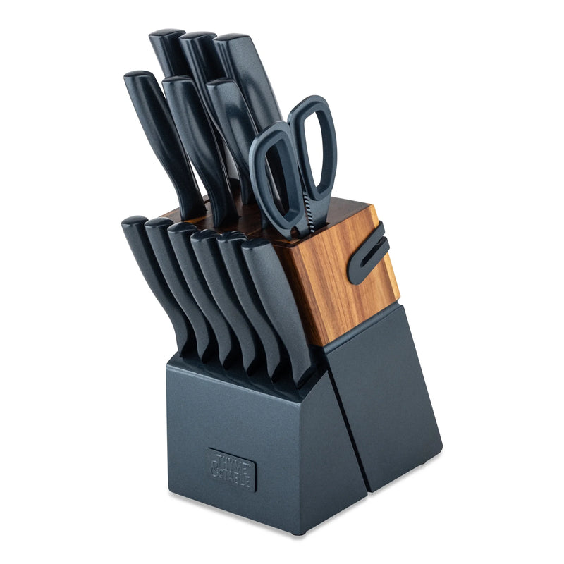15-Piece Knife Block Set with Sharpener - Navy