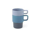Thyme & Table 10 fl oz + 14 fl oz Blue Colorblock Stoneware Stacking Mugs, Set of 2