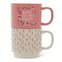 Thyme & Table 2 Pack Stacking Floral Pink and White Mugs