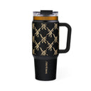 Thyme & Table 32 fl oz Stainless Steel Luna Tumbler with Handle and Dual Straw Lid, Black Bow