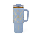 Thyme & Table 32 fl oz Stainless Steel Luna Tumbler with Handle and Dual Straw Lid, Blue Bow