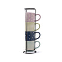 Thyme & Table 3 fl oz Stoneware Stacking Espresso Mugs with Wire Rack, Set of 4