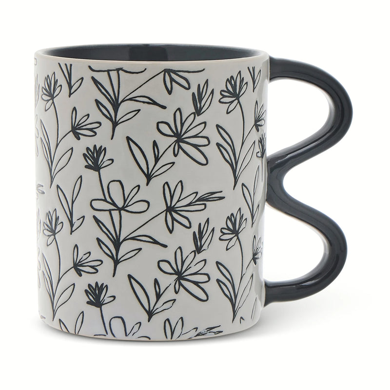 Thyme & Table Black Floral Mug