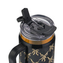 Thyme & Table 32 fl oz Stainless Steel Luna Tumbler with Handle and Dual Straw Lid, Black Bow