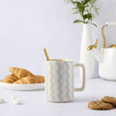 Thyme & Table 18 fl oz Blue Wax Resist Waves Stoneware Mug