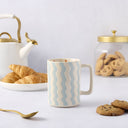 Thyme & Table 18 fl oz Blue Wax Resist Waves Stoneware Mug