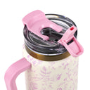 Thyme & Table 32 fl oz Stainless Steel Luna Tumbler with Handle and Dual Straw Lid, Floral