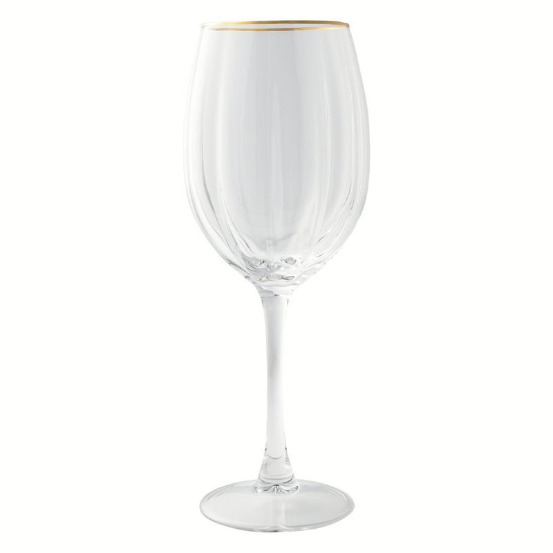 Scalloped Wine Glass with Gold Rim