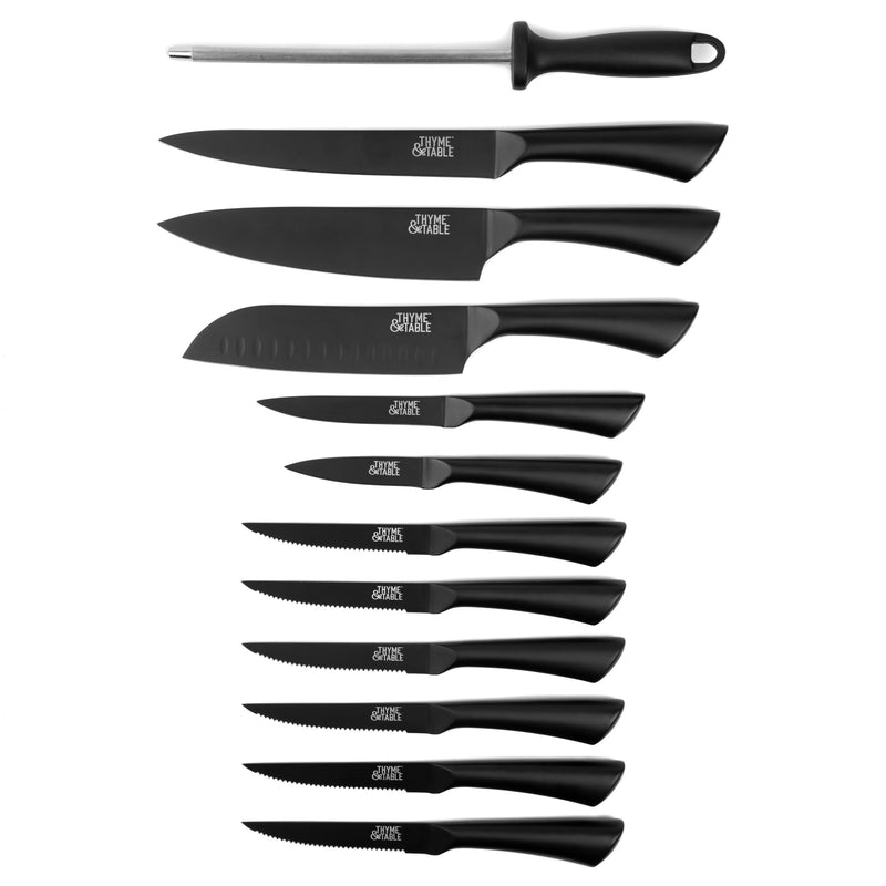 Black Wood Knife Set 13-Pc