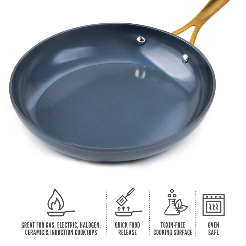 12-Inch Non-Stick Frying Pan with Lid, Granite Coating Nonstick Skillet
