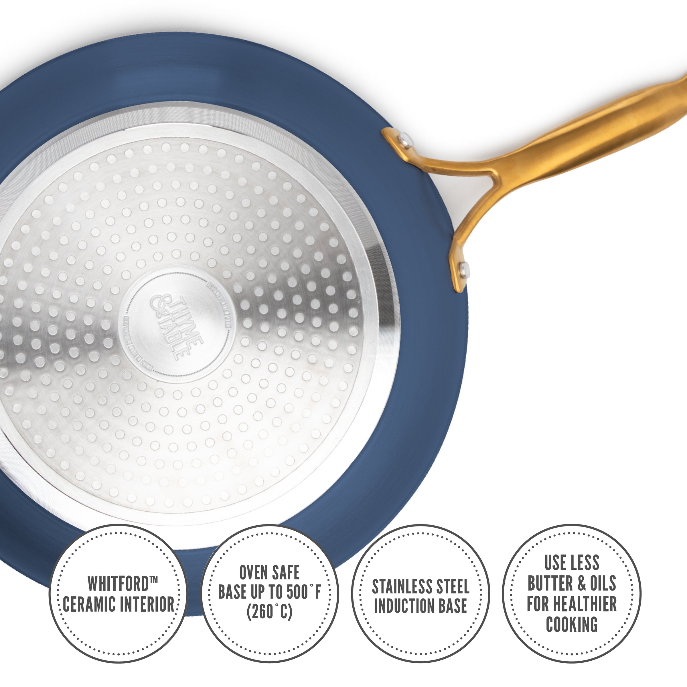 Thyme & Table Non-Stick 10 Inch Fry Pan with Stainless Steel Base, Blue 