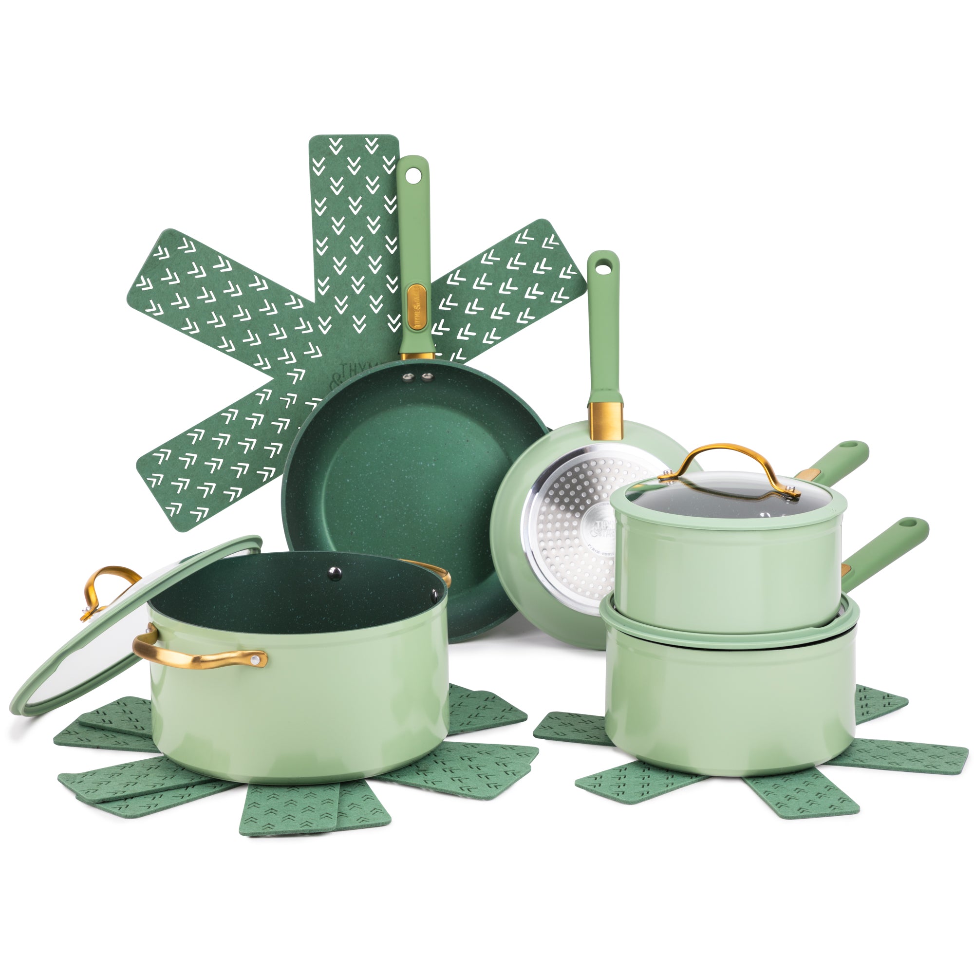 3.5qt Saucepan & Lid, Green Granite Collection