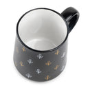 Black & Gold Leaf Ceramic Mug, Set of 4