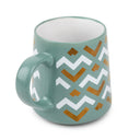 Green & Gold Chevron Ceramic Mug, Set of
