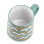 Green & Gold Chevron Ceramic Mug, Set of