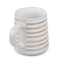 White & Gold Stripe Ceramic Mug, Set of 4