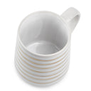 White & Gold Stripe Ceramic Mug, Set of 4