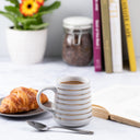 White & Gold Stripe Ceramic Mug, Set of 4