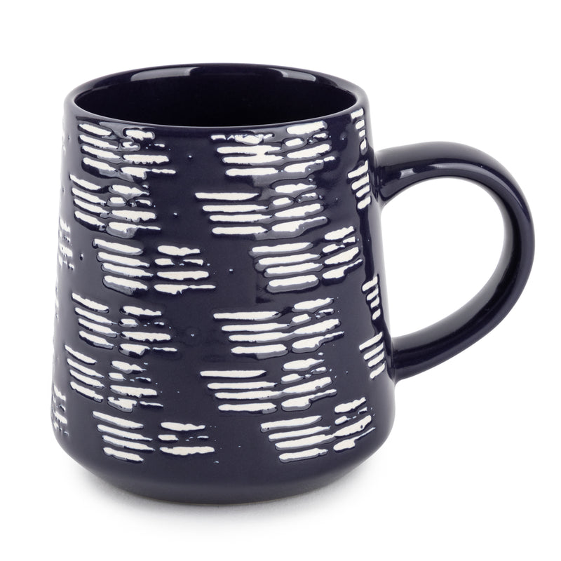 Blue & White Brushstroke Mug, Set of 4