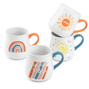 4 Pack Happy Vibes Stoneware Coffee Mugs