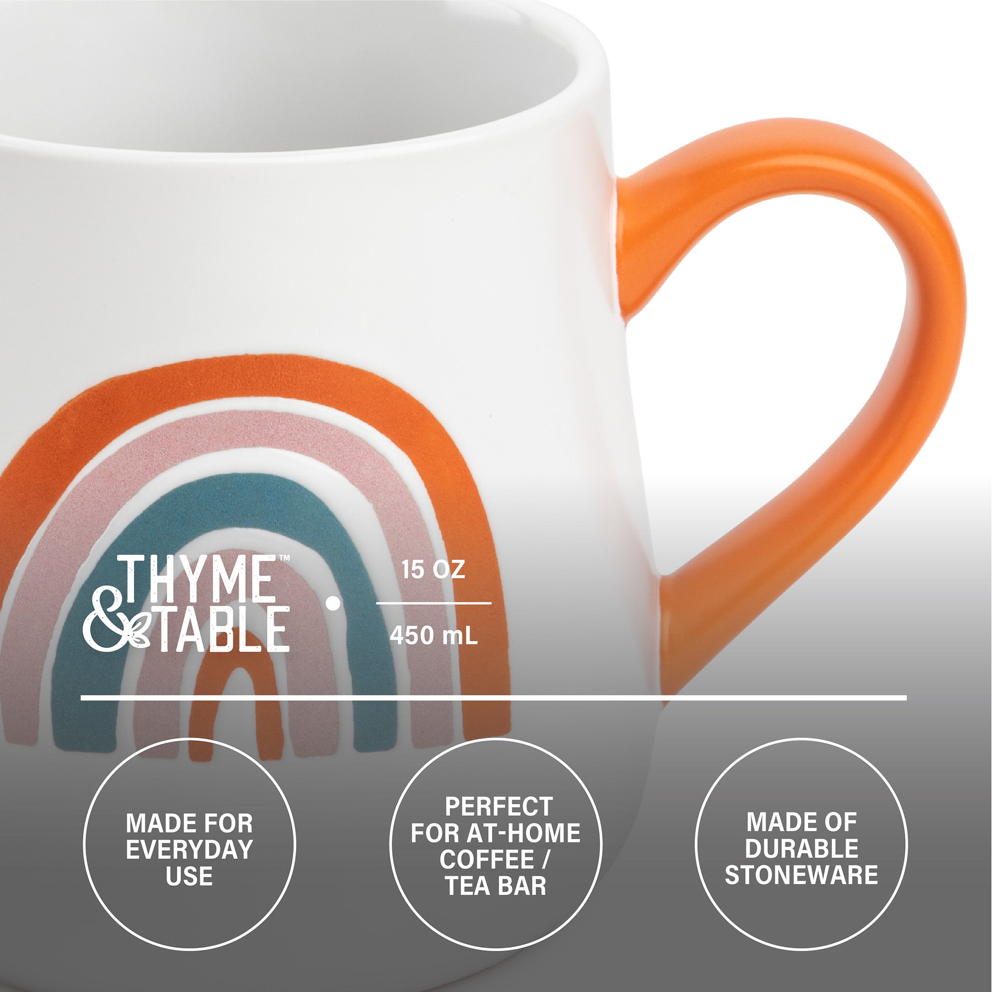 4 Pack Happy Vibes Stoneware Coffee Mugs – Thyme&Table