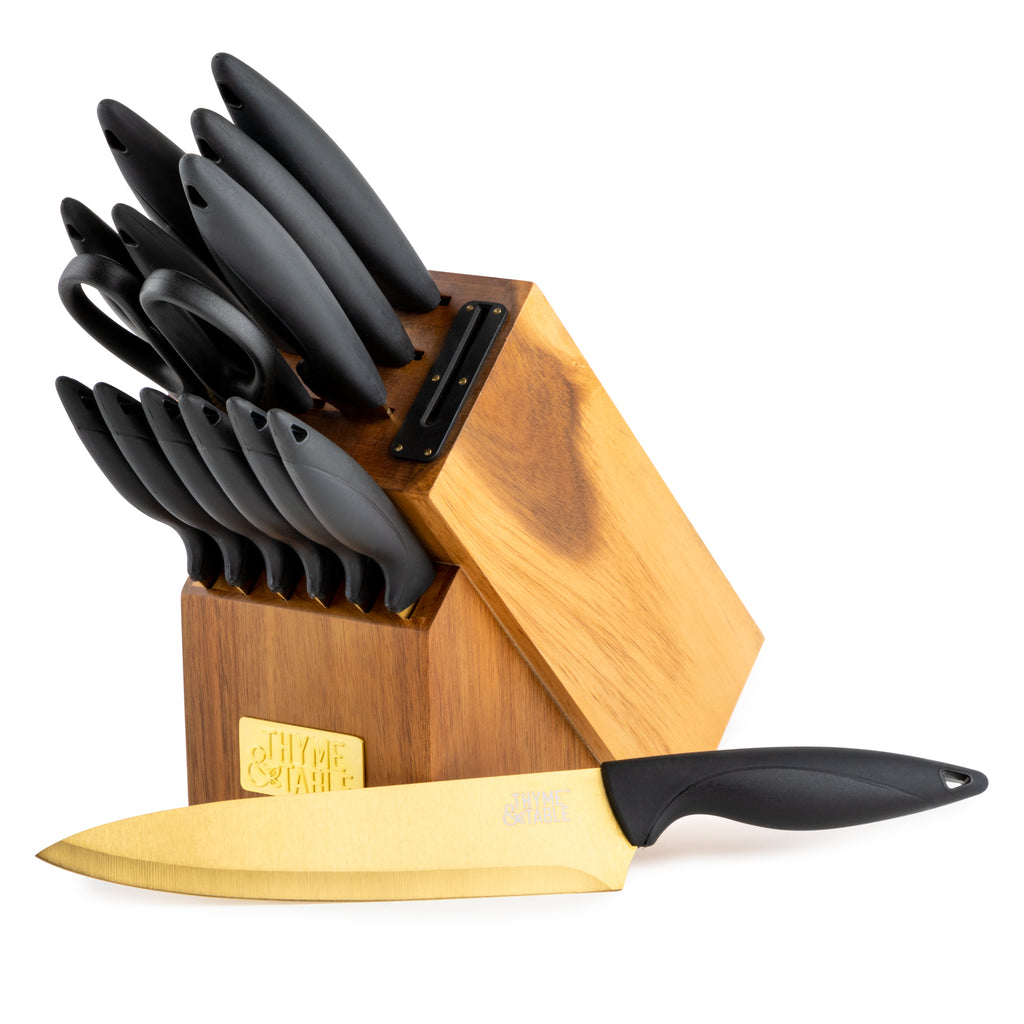 Thyme & Table Knife Set, 13-Piece Kitchen Slim Block Stainless Steel Knife  Set