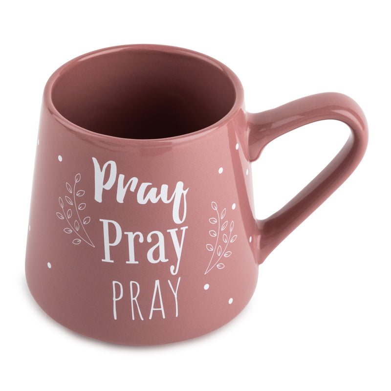 “Pray Pray Pray” Ceramic Coffee Mug, Set of 4