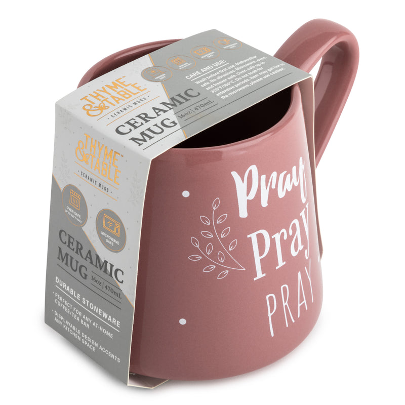“Pray Pray Pray” Ceramic Coffee Mug, Set of 4