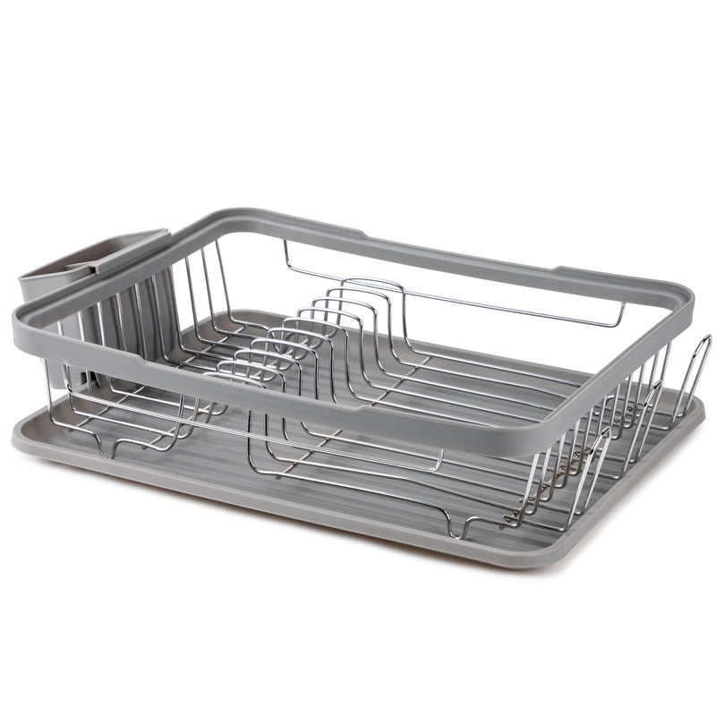 Grey Dish Rack with Cutlery Holder