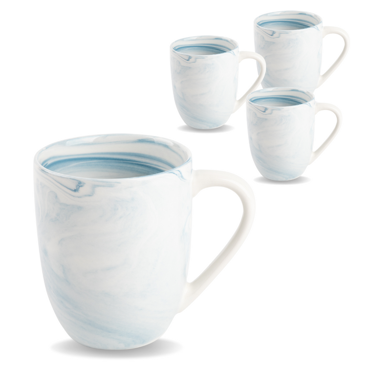 Blue Marble Coffee Mug, Set of 4